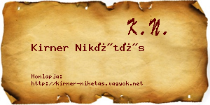 Kirner Nikétás névjegykártya